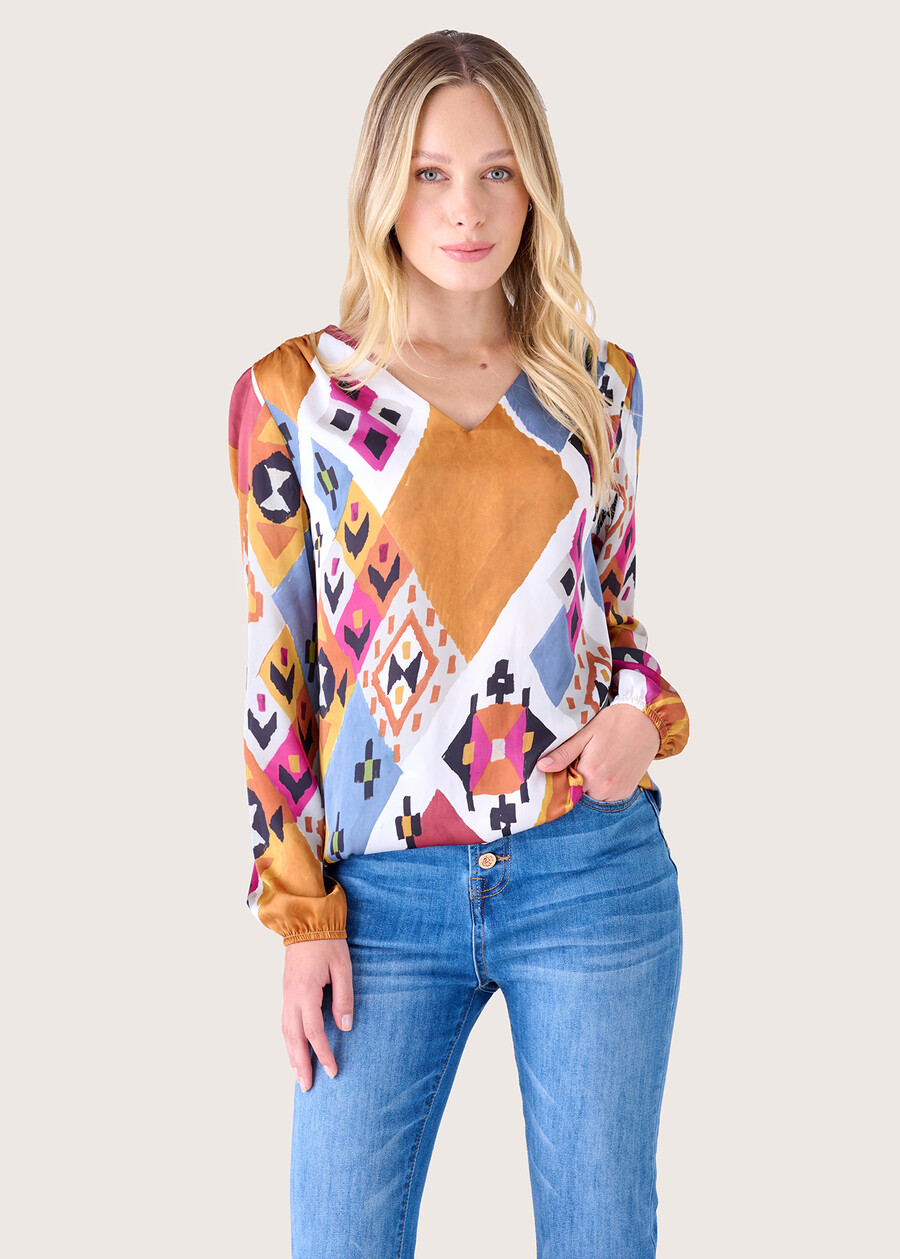 Blusa Kate in satin MARRONE SUGHERO Donna , immagine n. 1