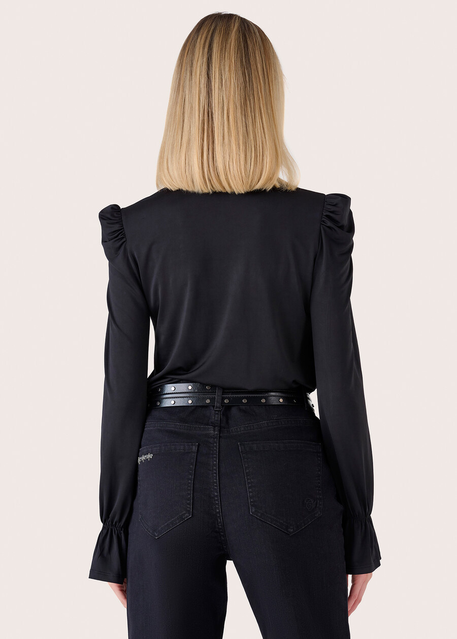 Blusa Sunset con polsini rouche NERO BLACK Donna , immagine n. 4