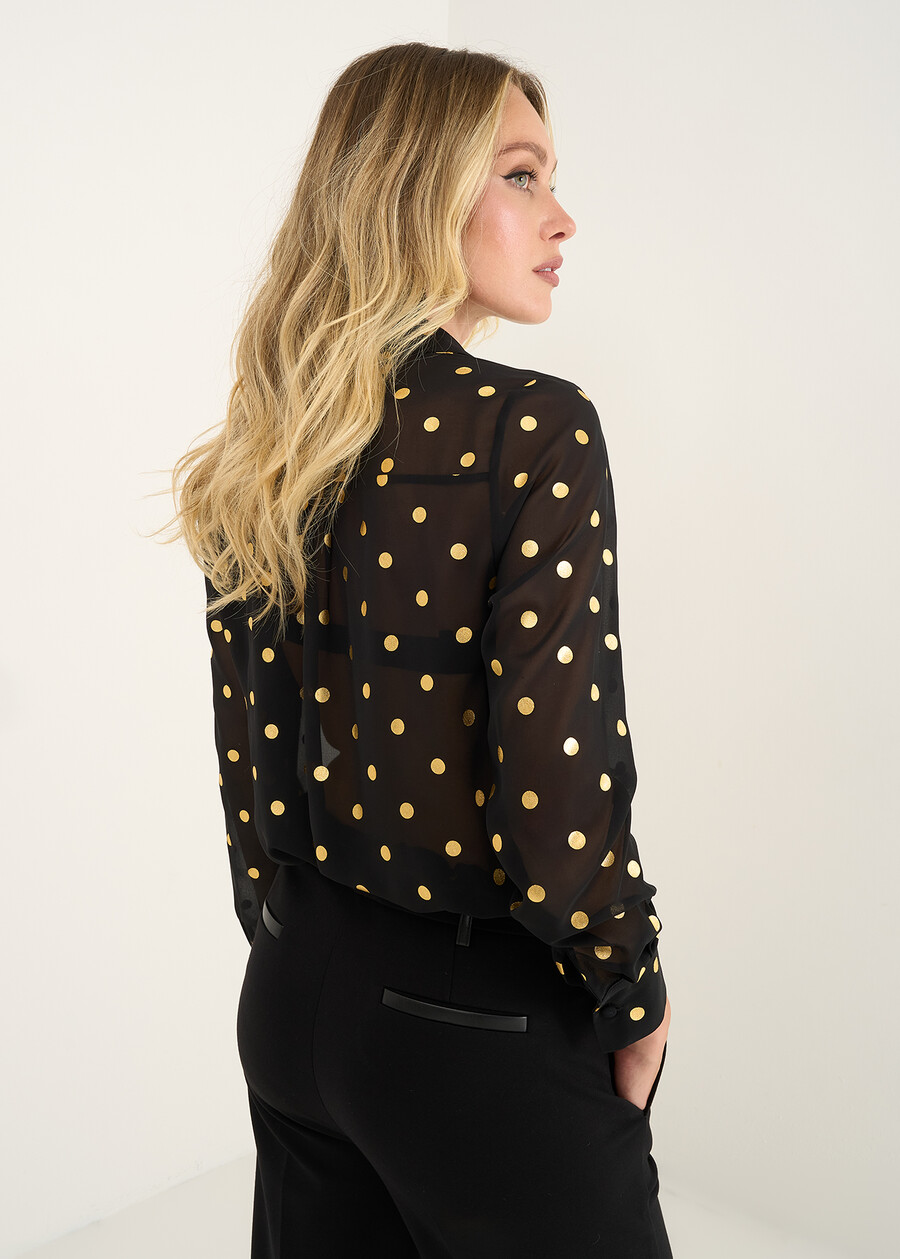 Cliz polka dot georgette shirt NERO BLACK Woman , image number 3