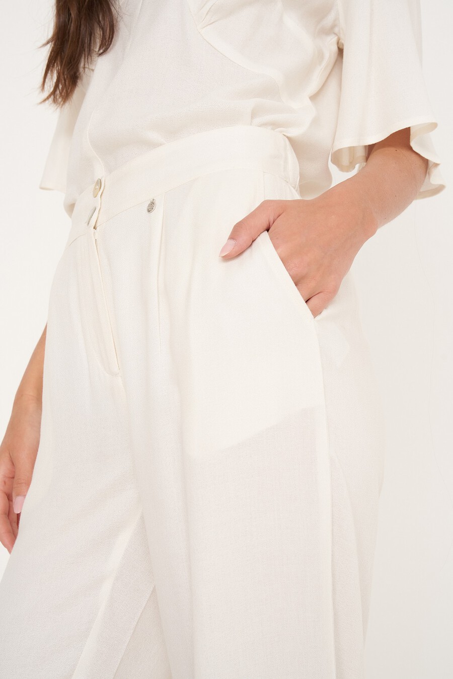 Pantaloni Ponty In Viscosa MARRONE JAVABIANCO BURRO Donna , immagine n. 3