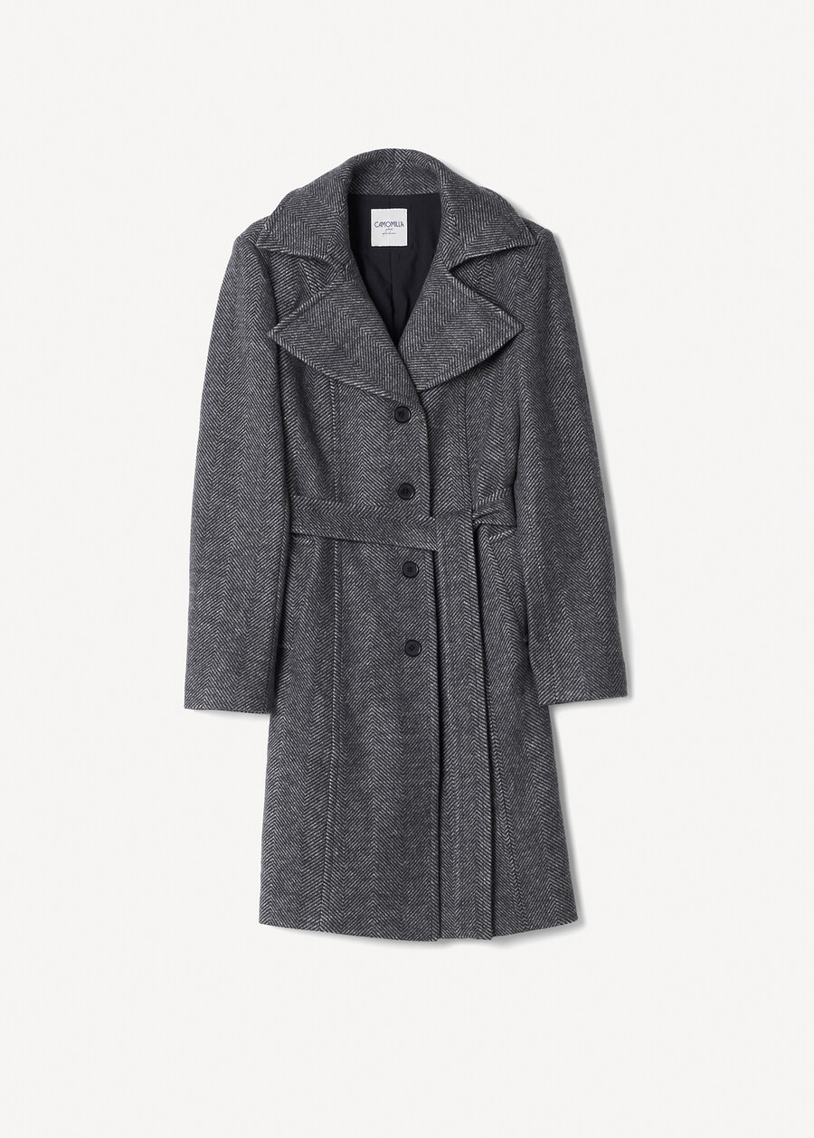 Cappotto Trench Coat-B in panno NERO BLACK Donna , immagine n. 6