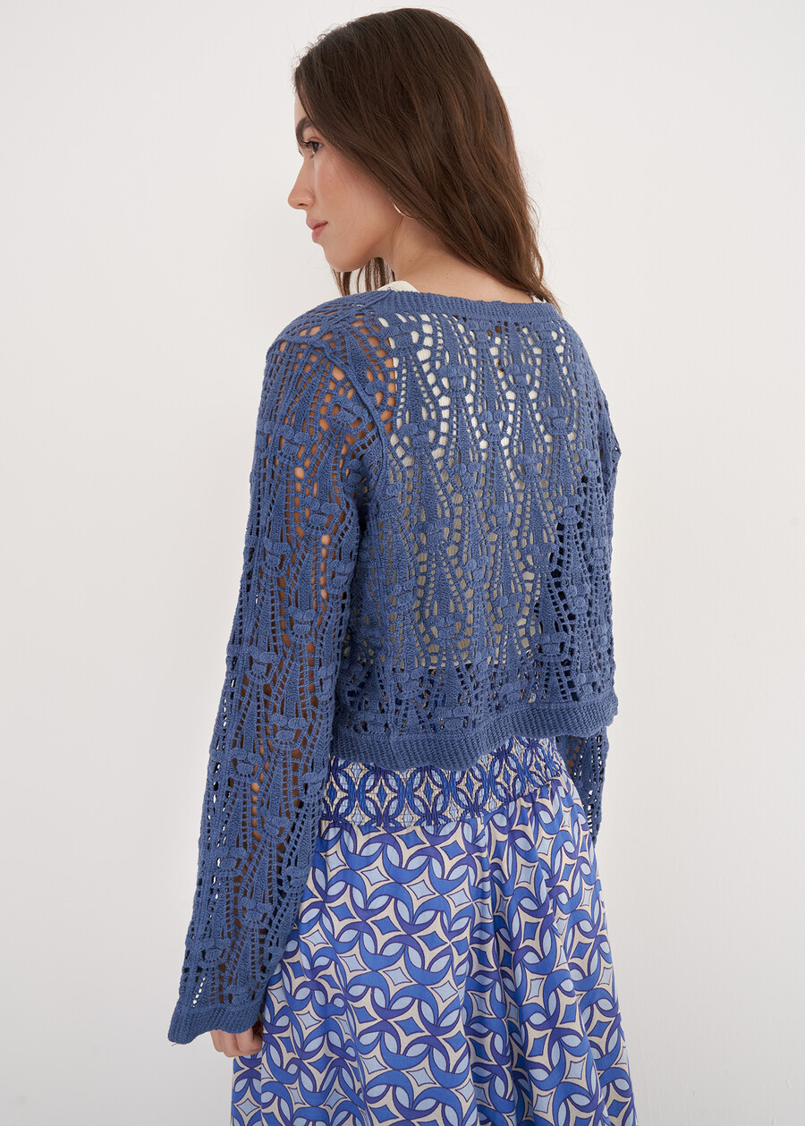 Cardigan Cedra In Crochet BLU AVION Donna , immagine n. 3