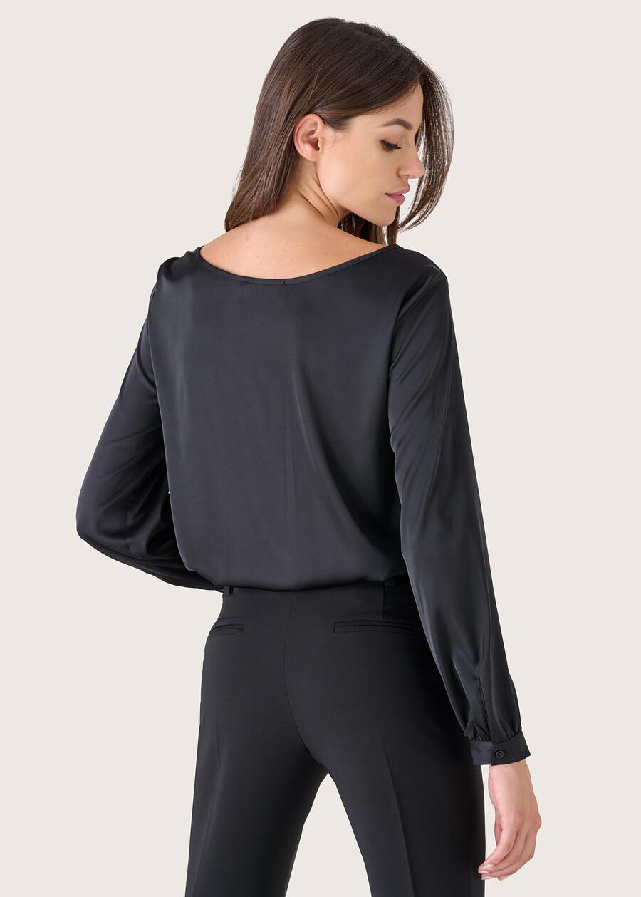 Sibilla satin fabric blouse NERO BLACKROSA ROMANTICO Woman , image number 3