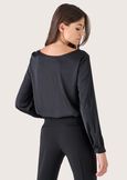 Sibilla satin fabric blouse NERO BLACKROSA ROMANTICO Woman image number 3