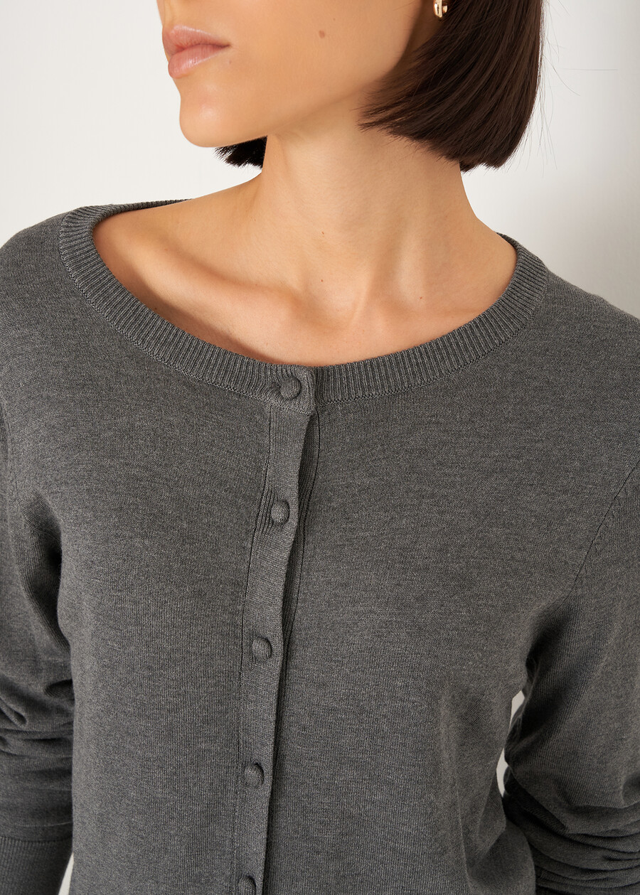 Cardigan Cristal girocollo BLU MIDNIGHTGRIGIO DARK GREY Donna , immagine n. 2