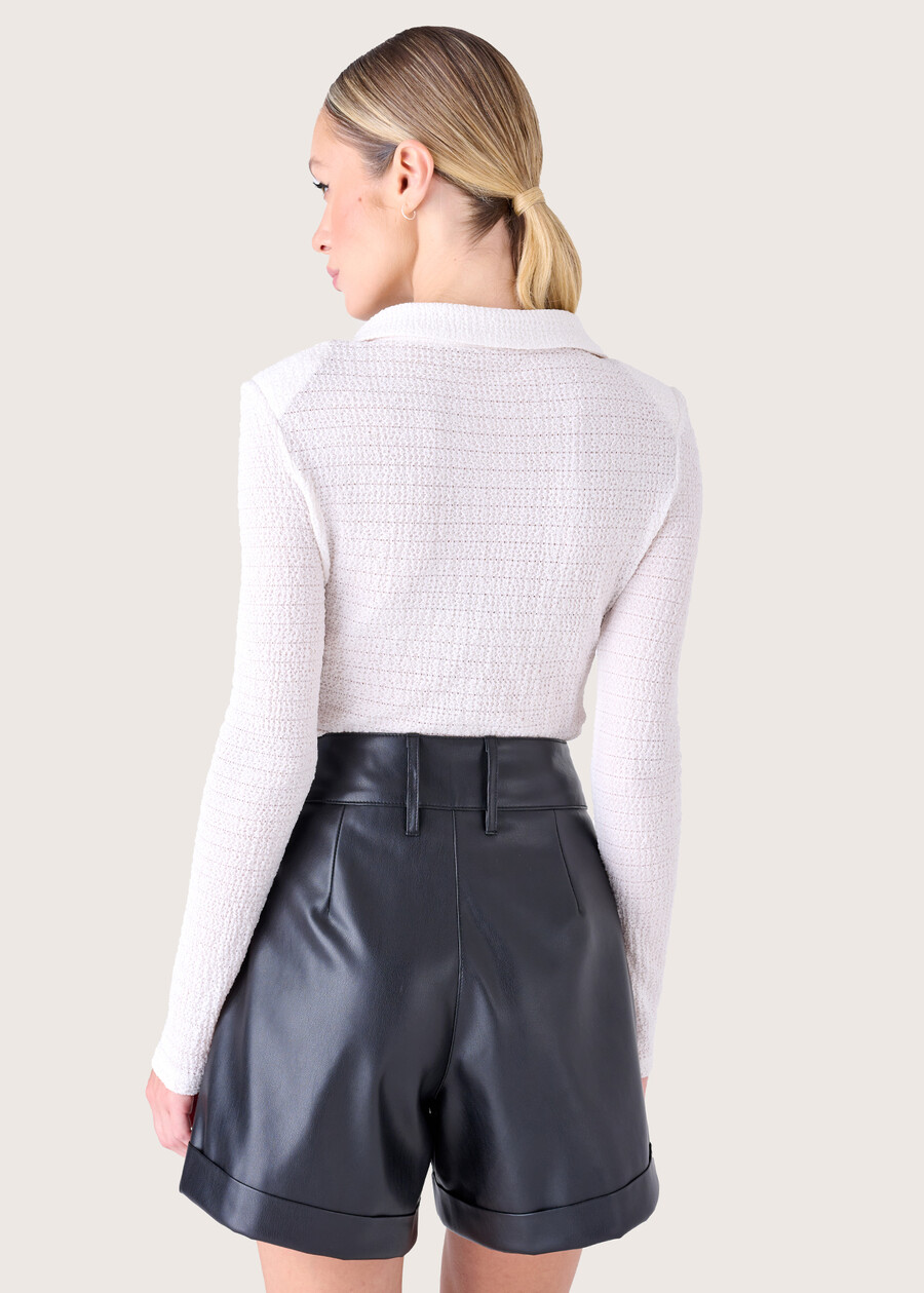Maglia Saffo in tessuto goffrato BEIGE GESSO Donna , immagine n. 3