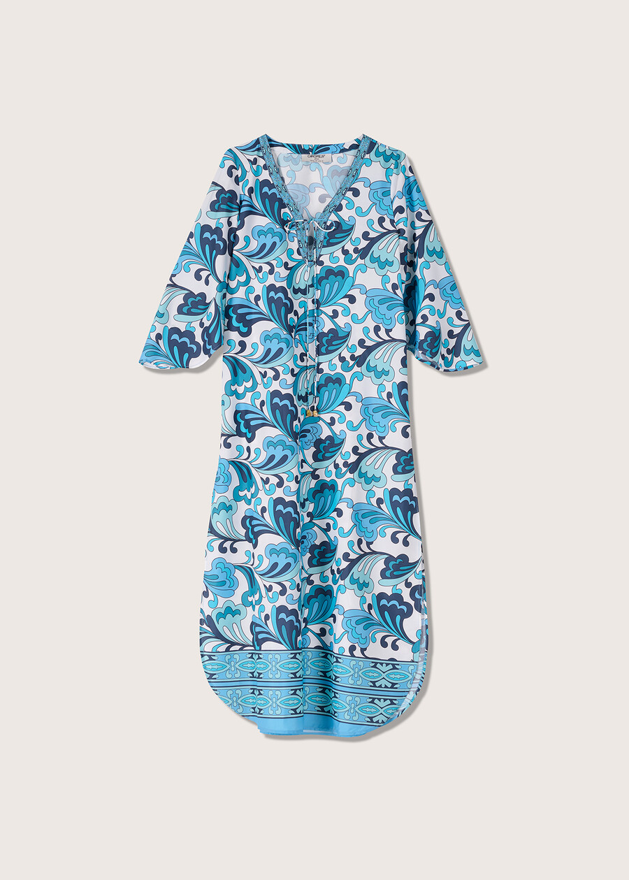 Alod crepe fabric dress BLUE TURCHESE Woman , image number 4