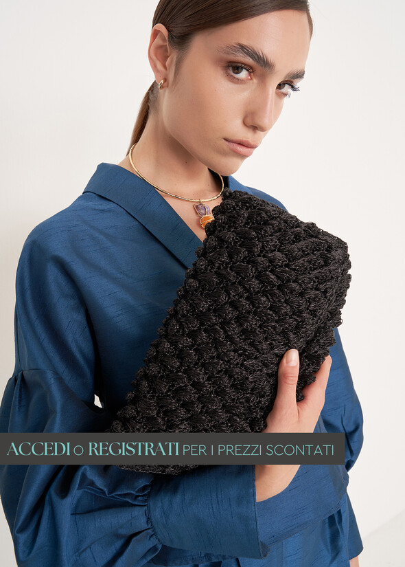 Pochette Basha lavorazione crochet NERO BLACK Donna null