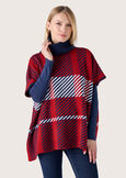 Marcella cape with macro check ROSSO CARPET Woman image number 1