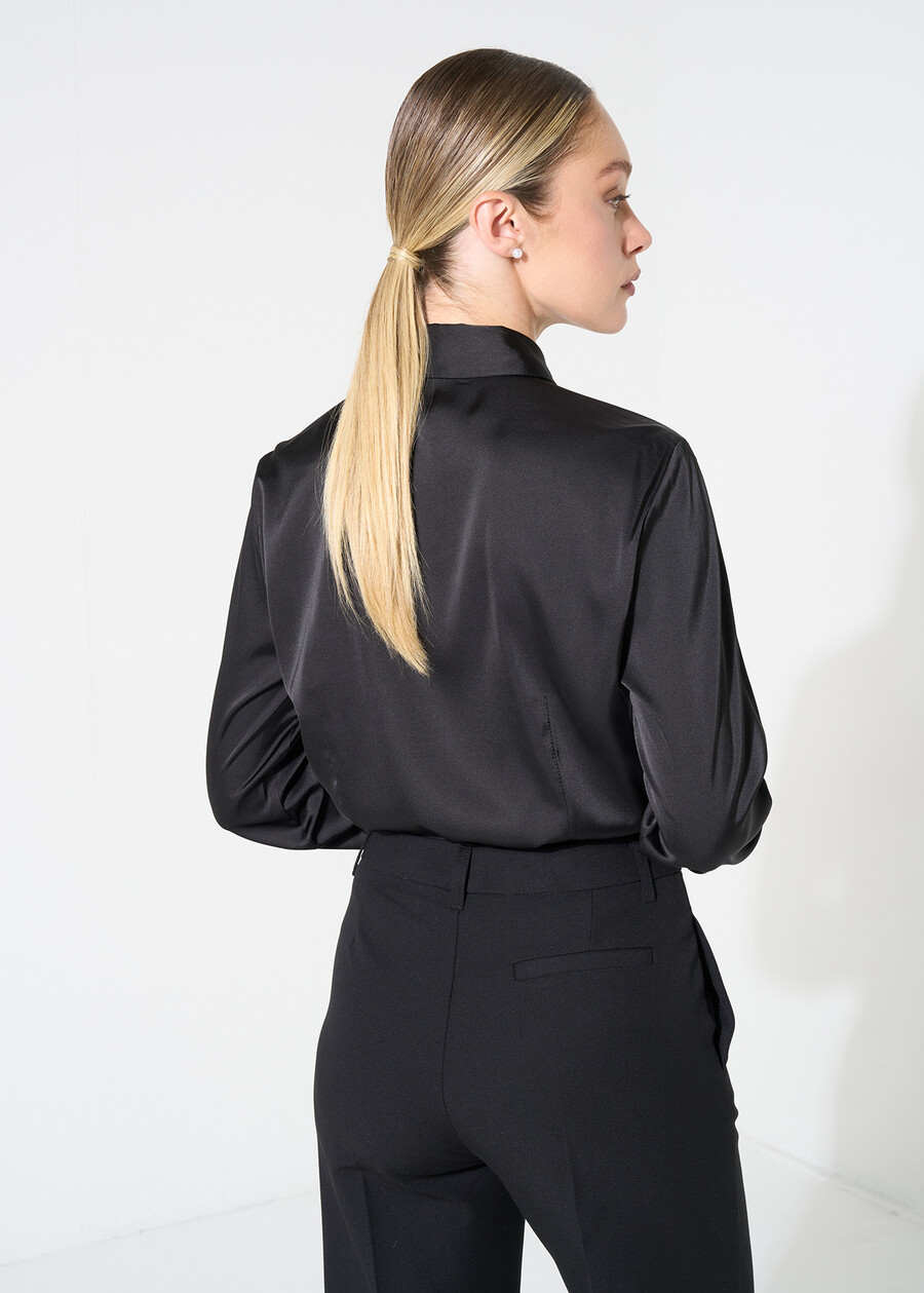 Alessia satin shirt NERO BLACKBEIGE LATTEBLU Woman , image number 3