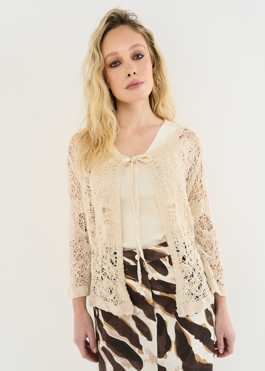Cardigan Chandra in filo di cotone BEIGE LIGHT BEIGE Donna , immagine n. 1