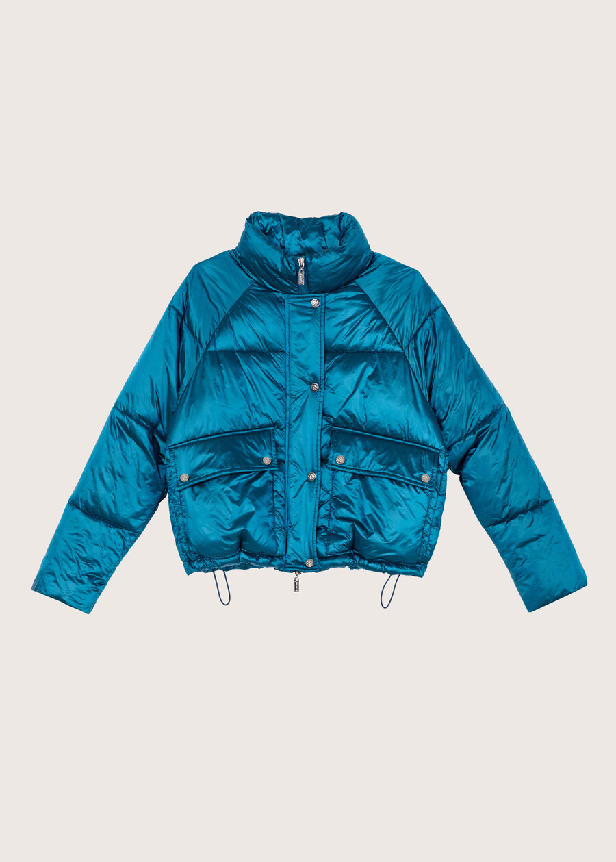 Papua high collar down jacket BLU COBALTO Woman , image number 5