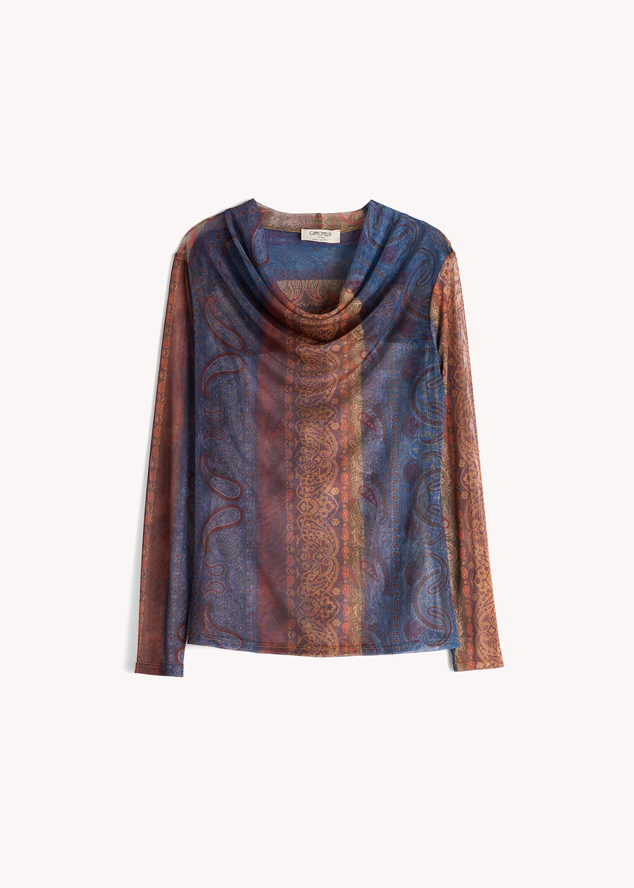 Sandy paisley print mesh T-shirt MARRONE MOKA Woman , image number 5