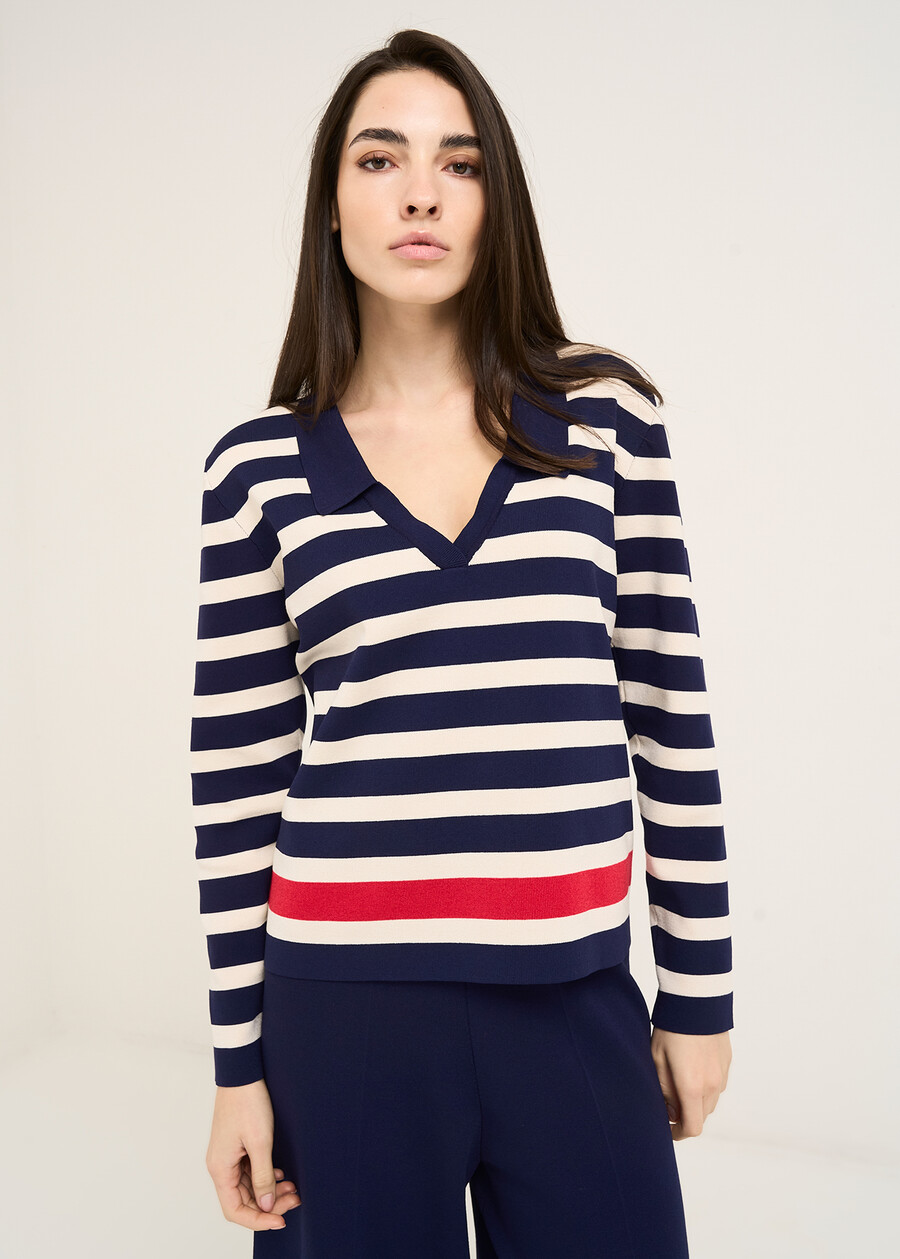 Miriam knit sweater with polo collar BLU Woman , image number 2