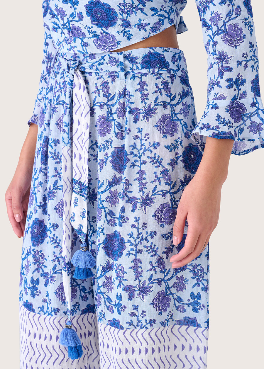 Puna 100% viscose Capri trousers BLU ELETTRICO Woman , image number 3
