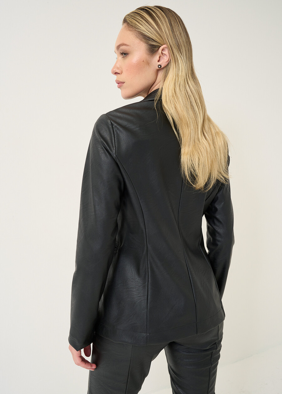 Giacca Gecky slim in ecopelle NERO Donna , immagine n. 3