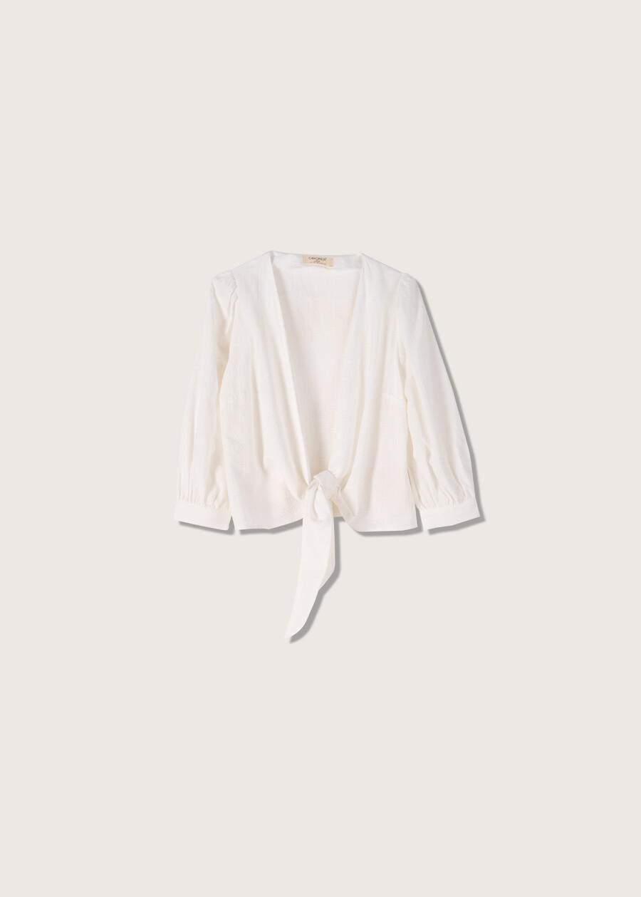 Blusa aperta Sharyl 100% cotone BIANCO Donna , immagine n. 4