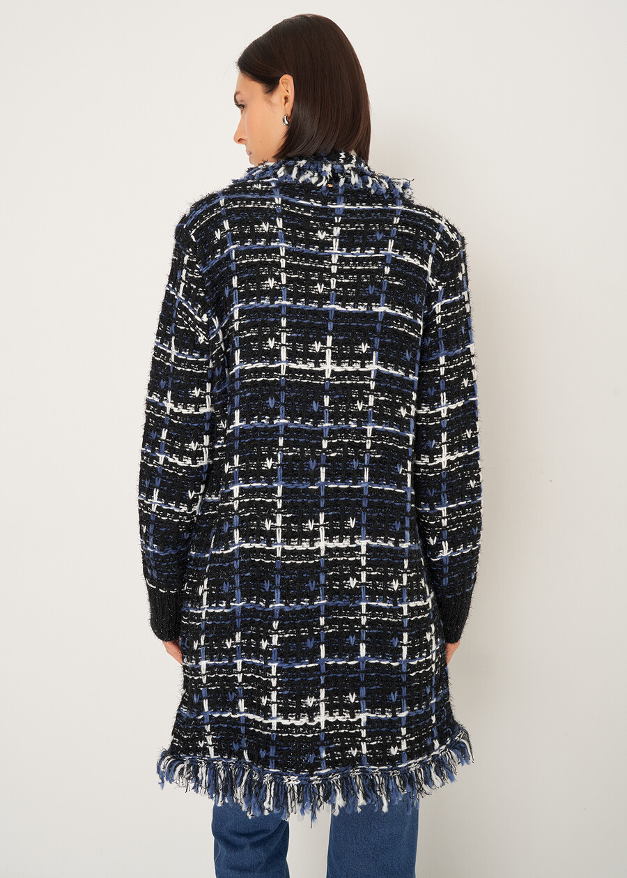 Cardigan Cardi in tweed effetto chenille NERO BLACKNERO BLACK Donna , immagine n. 3