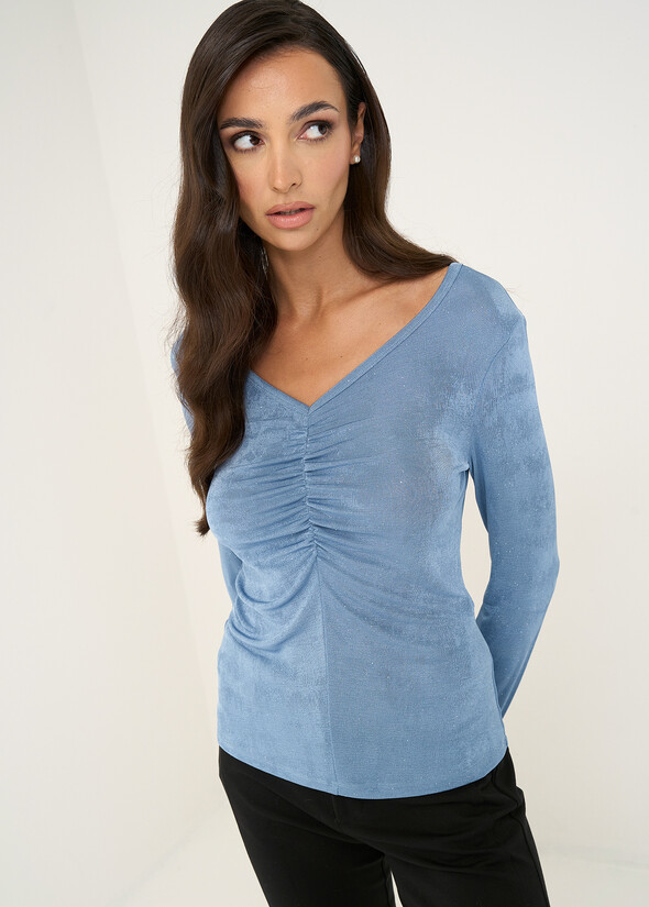T-shirt Suamy lucida arricciata AZZURO AZZURRO Donna null