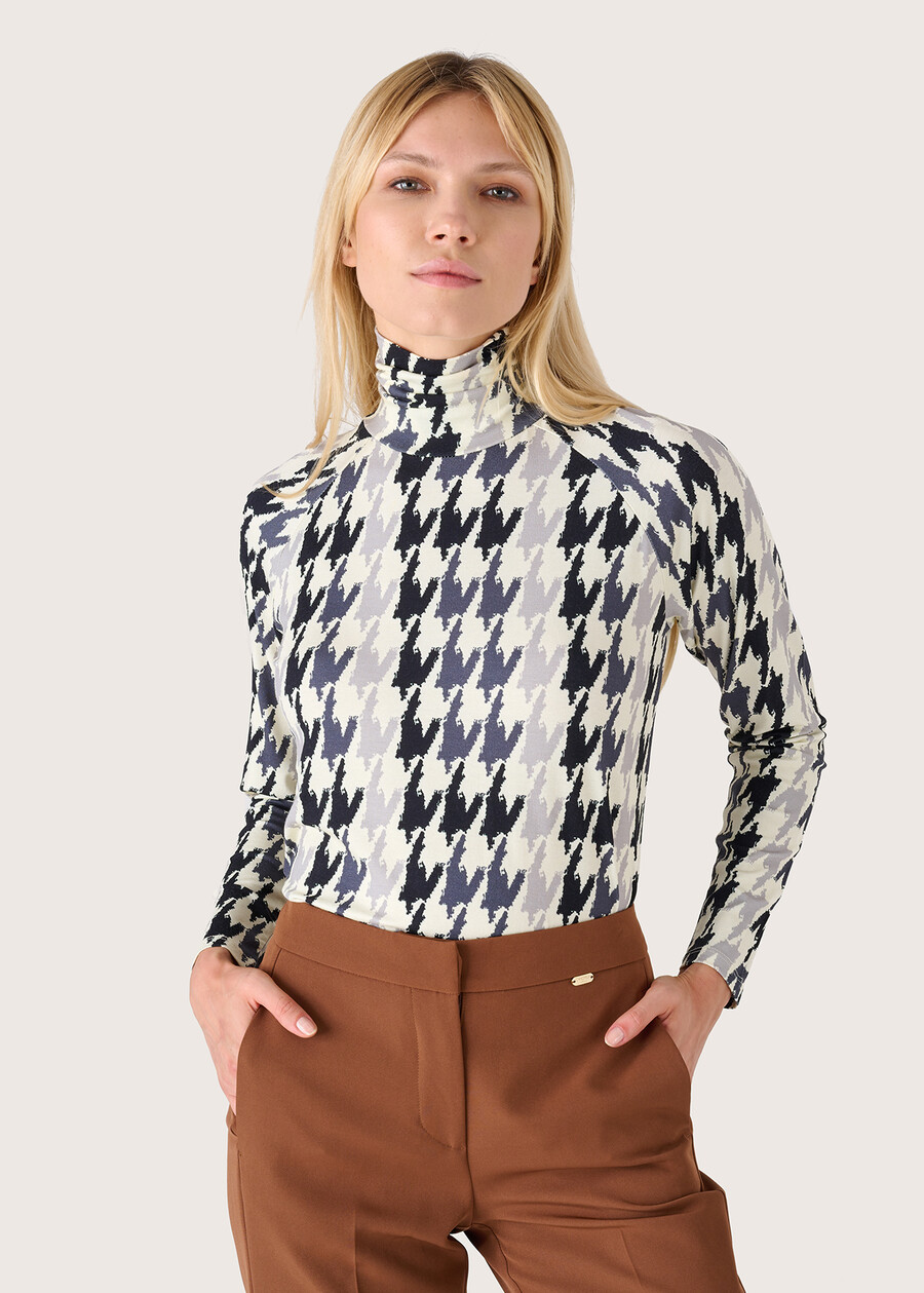 Sonia houndstooth turtleneck BEIGE LANA Woman , image number 1