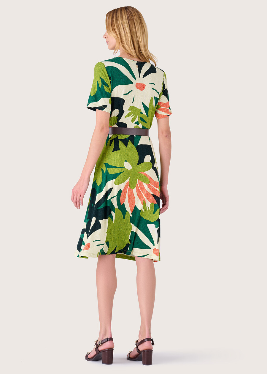 Amarcord dress in patterned jersey VERDE SALAD Woman , image number 3