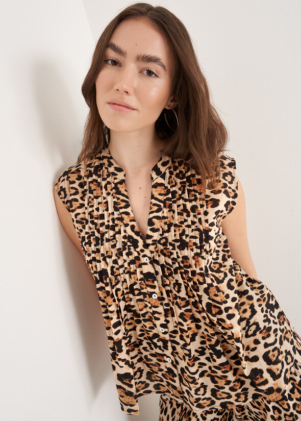 Tady Animal Print Top BEIGE Woman null