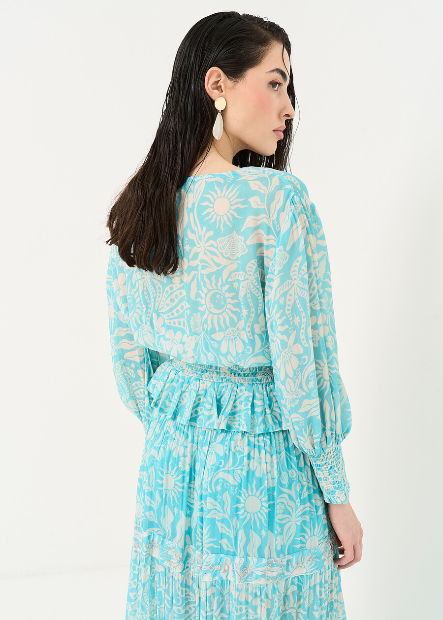 Blusa Biky in viscosa con ricami AZZURO AZZURRO Donna , immagine n. 4