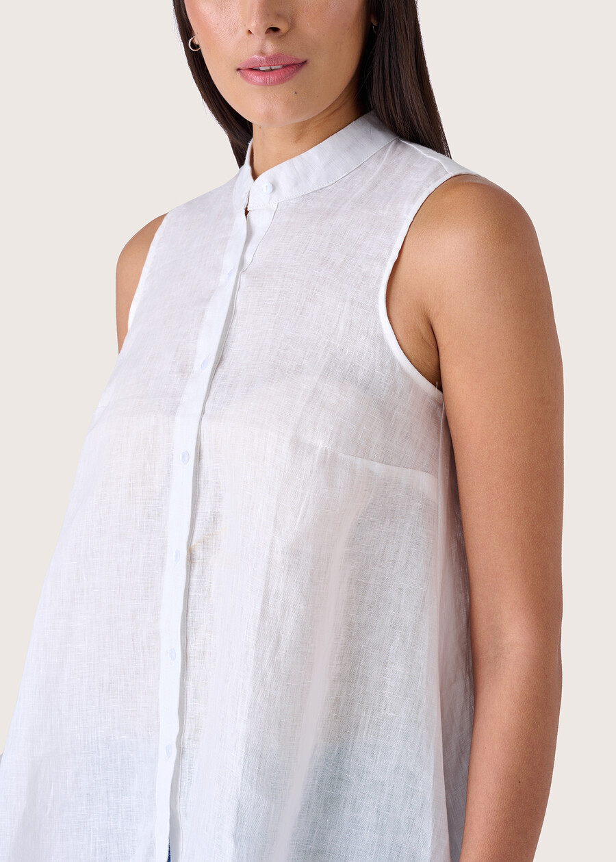 Teddy 100% linen top BIANCOVERDE PERA Woman , image number 2