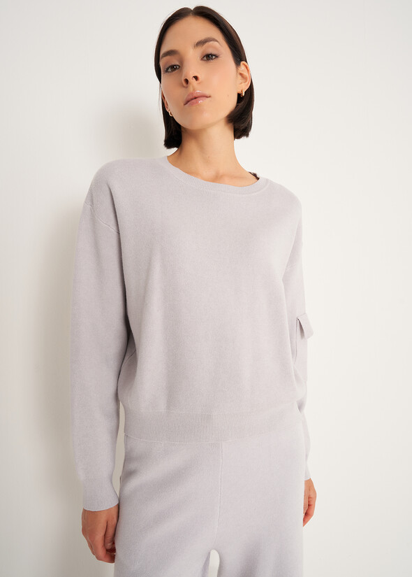 Monia sweater with sleeve pocket Monia sweater with sleeve pocket GRIGIO PERLA Woman null