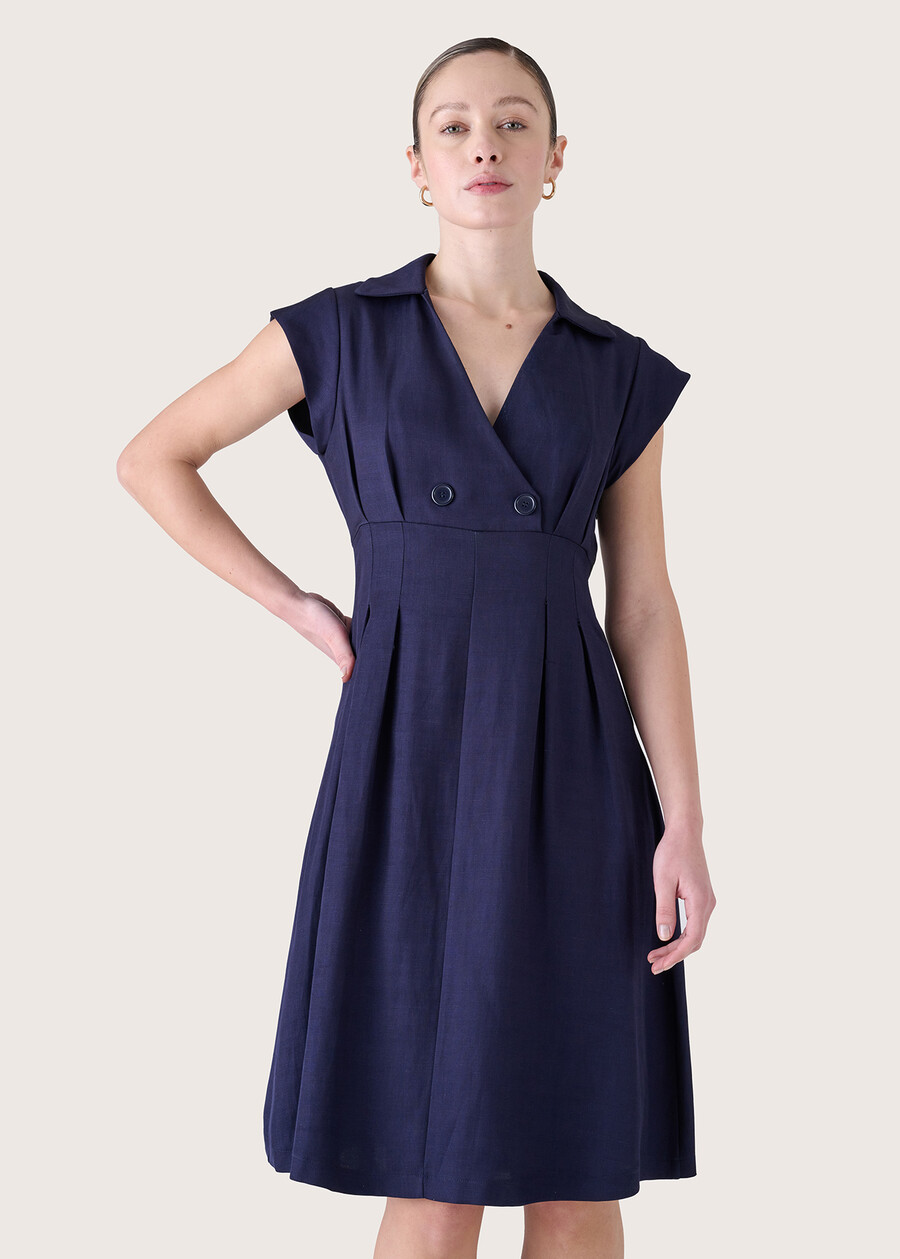 Arold linen blend dress BLUE OLTREMARE VERDE GARDEN Woman , image number 2