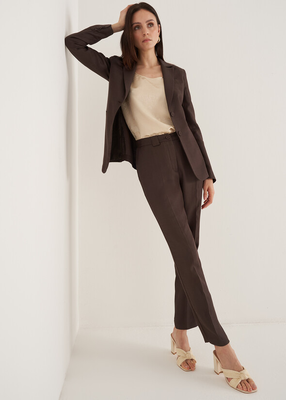 Alice-E linen e viscose trousers MARRONE JAVA Woman null