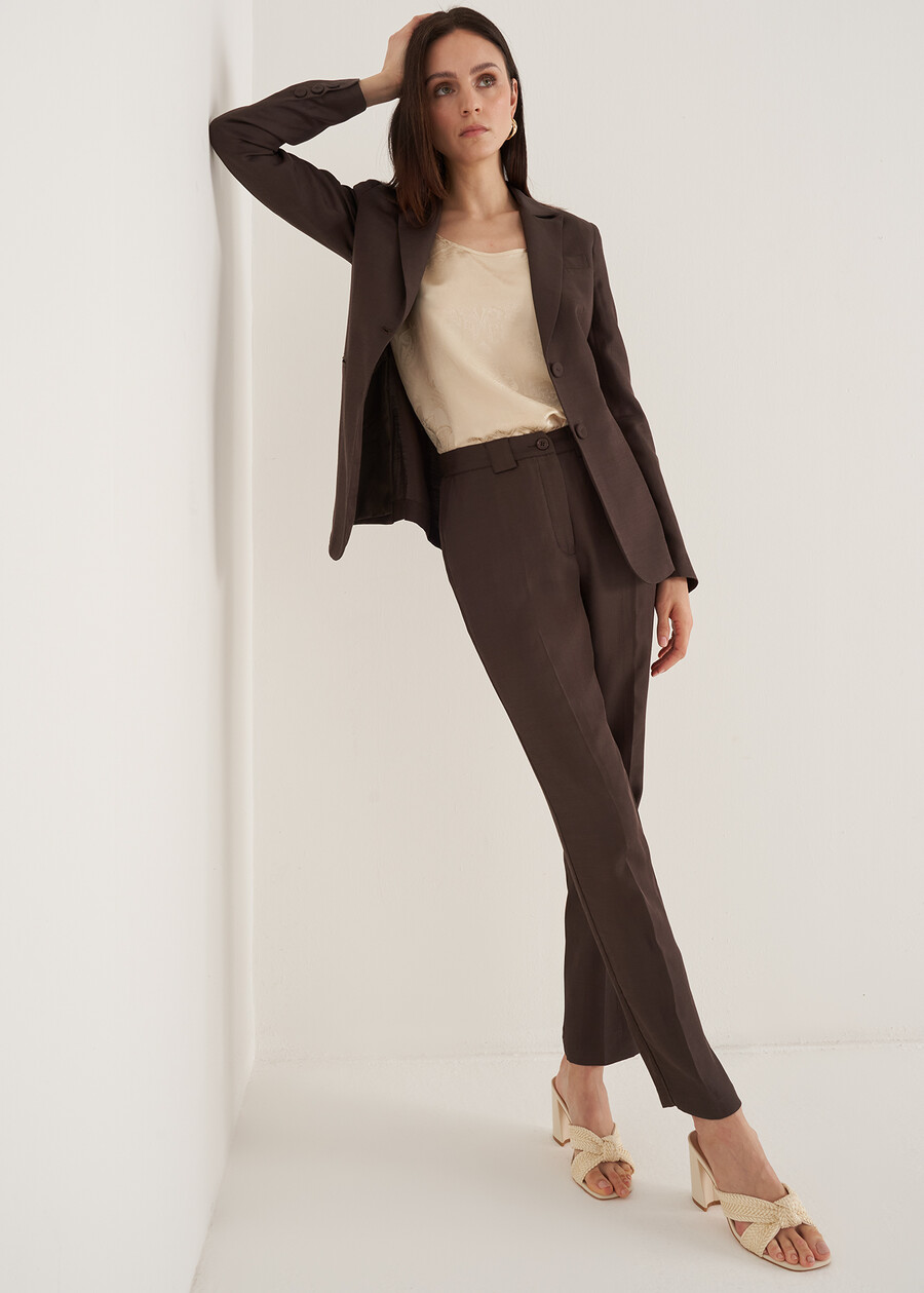 Alice-E linen e viscose trousers BLUMARRONE JAVABIANCO WHITEBLUE TURCHESE Woman , image number 1