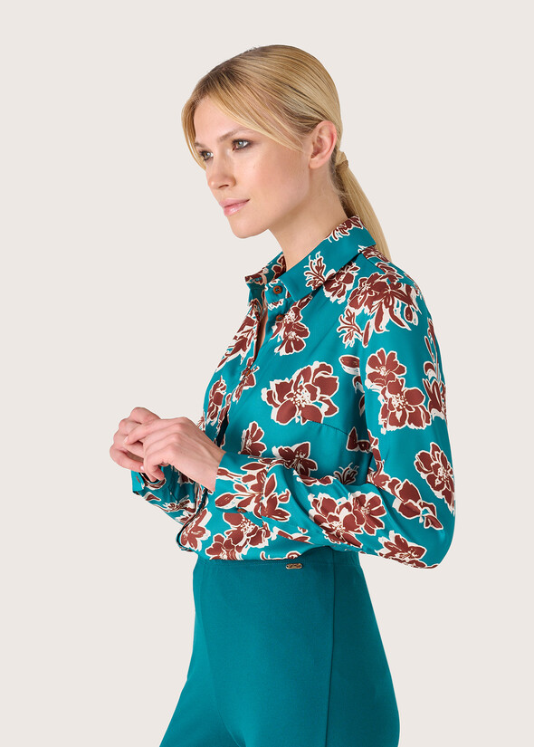Camicia Alessia in tessuto satin VERDE POKER Donna null