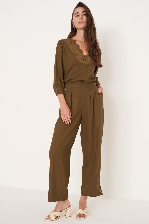 Pantaloni Penny in viscosa e lino
 VERDE ALGA Donna null