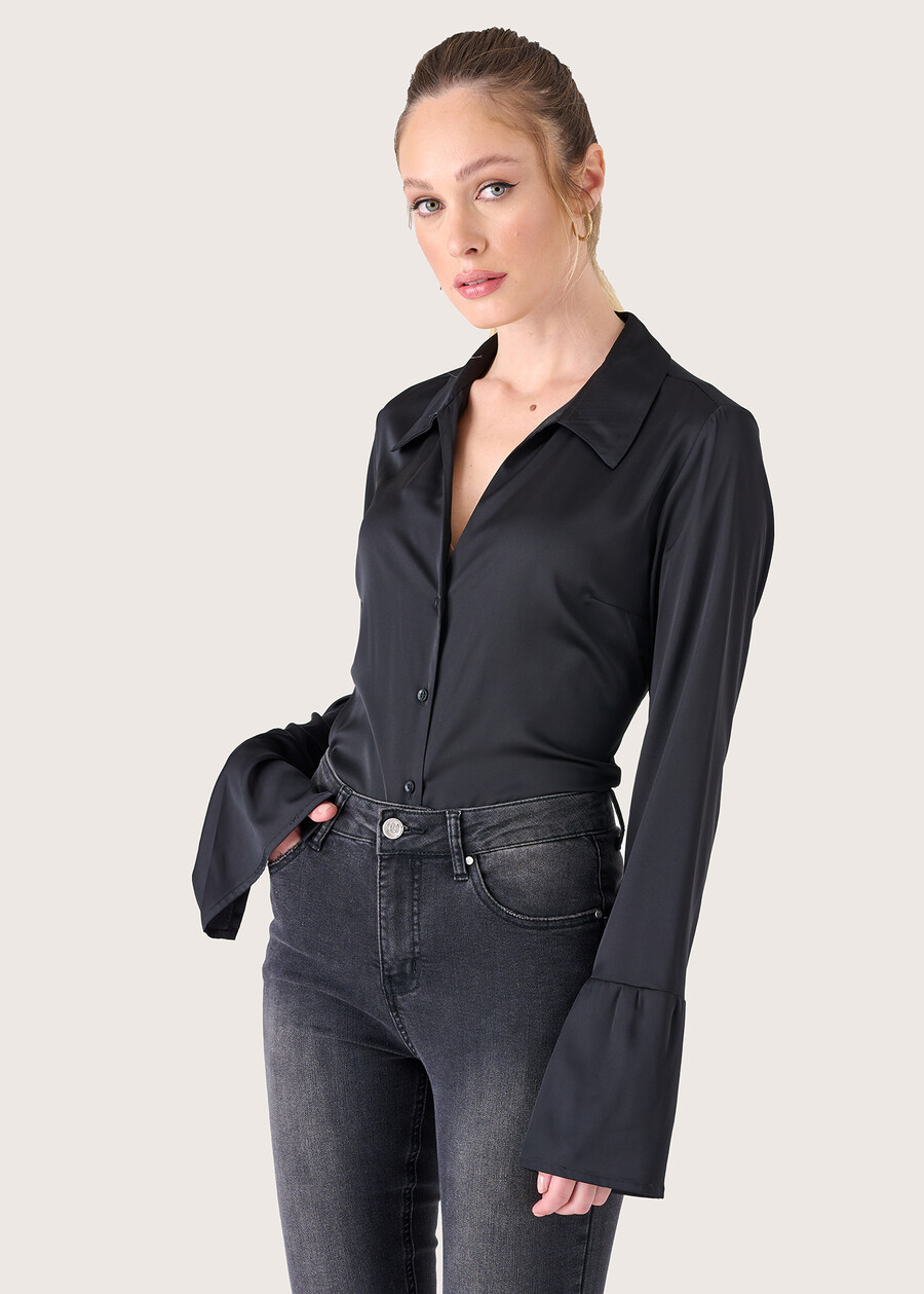 Camicia Camylla in satin NERO BLACKROSA BOUQUET Donna , immagine n. 1