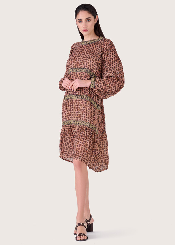 Adel ethnic print pattern dress MARRONE AMBER Woman null
