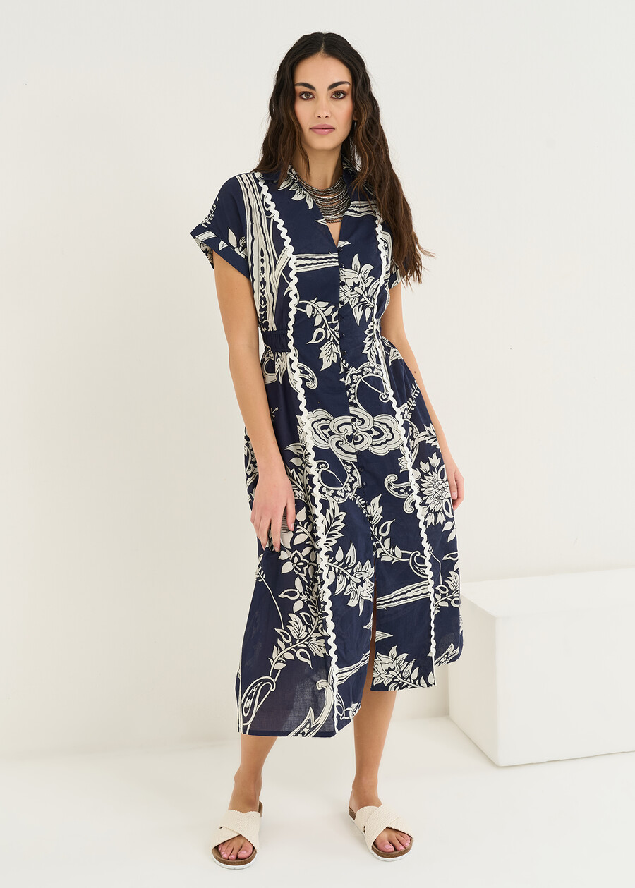Abito midi Agadir in cotone stampato BLU Donna , immagine n. 1