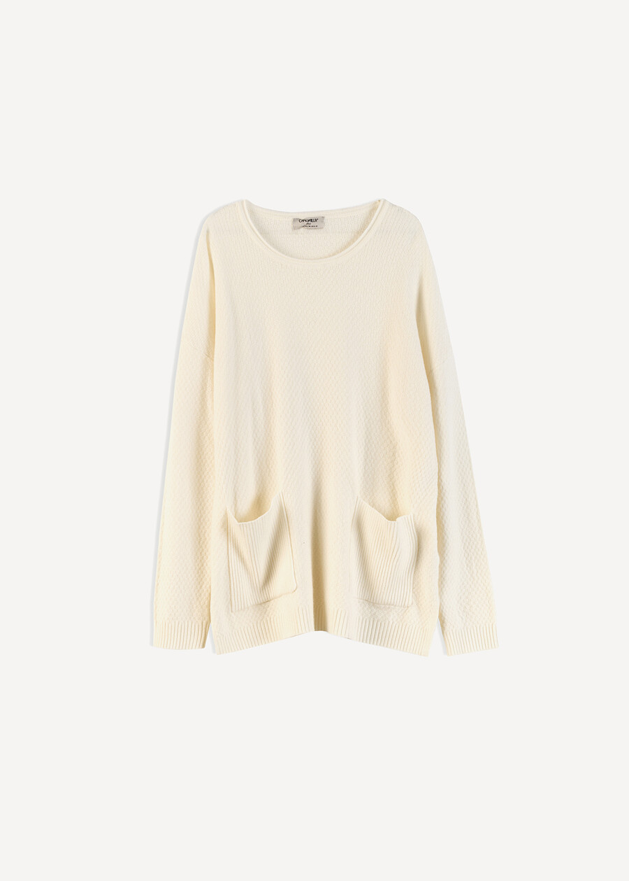 Maglia Magdy punto riso con tasche BEIGE LATTE Donna , immagine n. 6