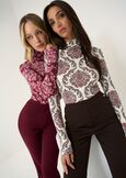 T-shirt Simply collo alto stampata ROSSO BORDEAUX Donna immagine n. 5