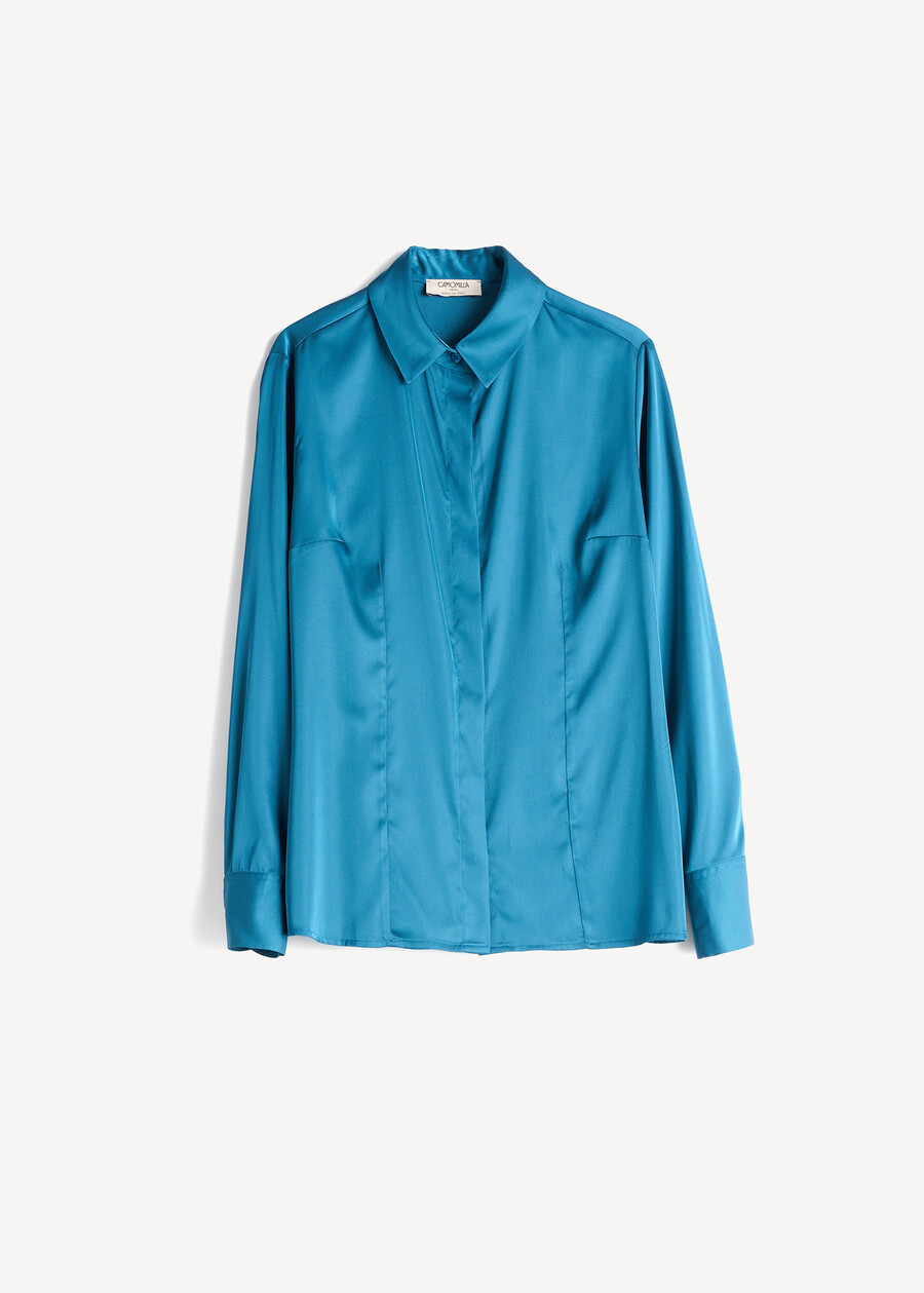 Camicia Alessia in satin MARRONEVERDE GARDENAZZURO AZZURRO Donna , immagine n. 6