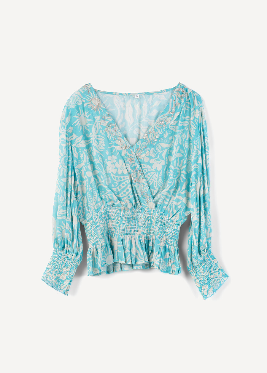 Blusa Biky in viscosa con ricami AZZURO AZZURRO Donna , immagine n. 6