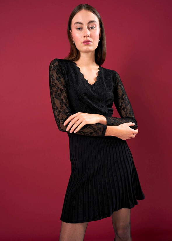 Antigua dress with lace NERO BLACK Woman null