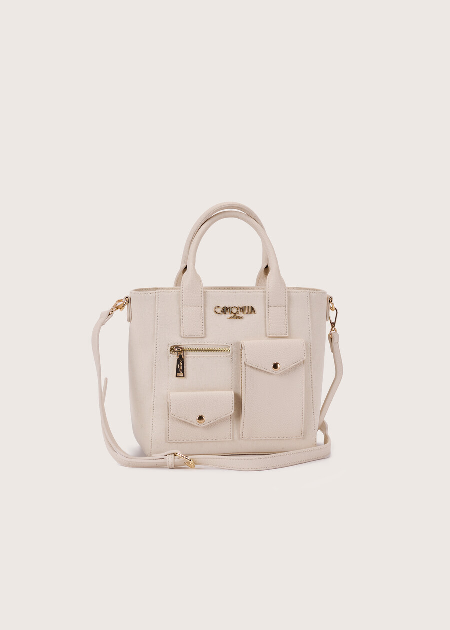 Borsa shopping in canvas Barbara BEIGEVERDE SALVIA Donna , immagine n. 2
