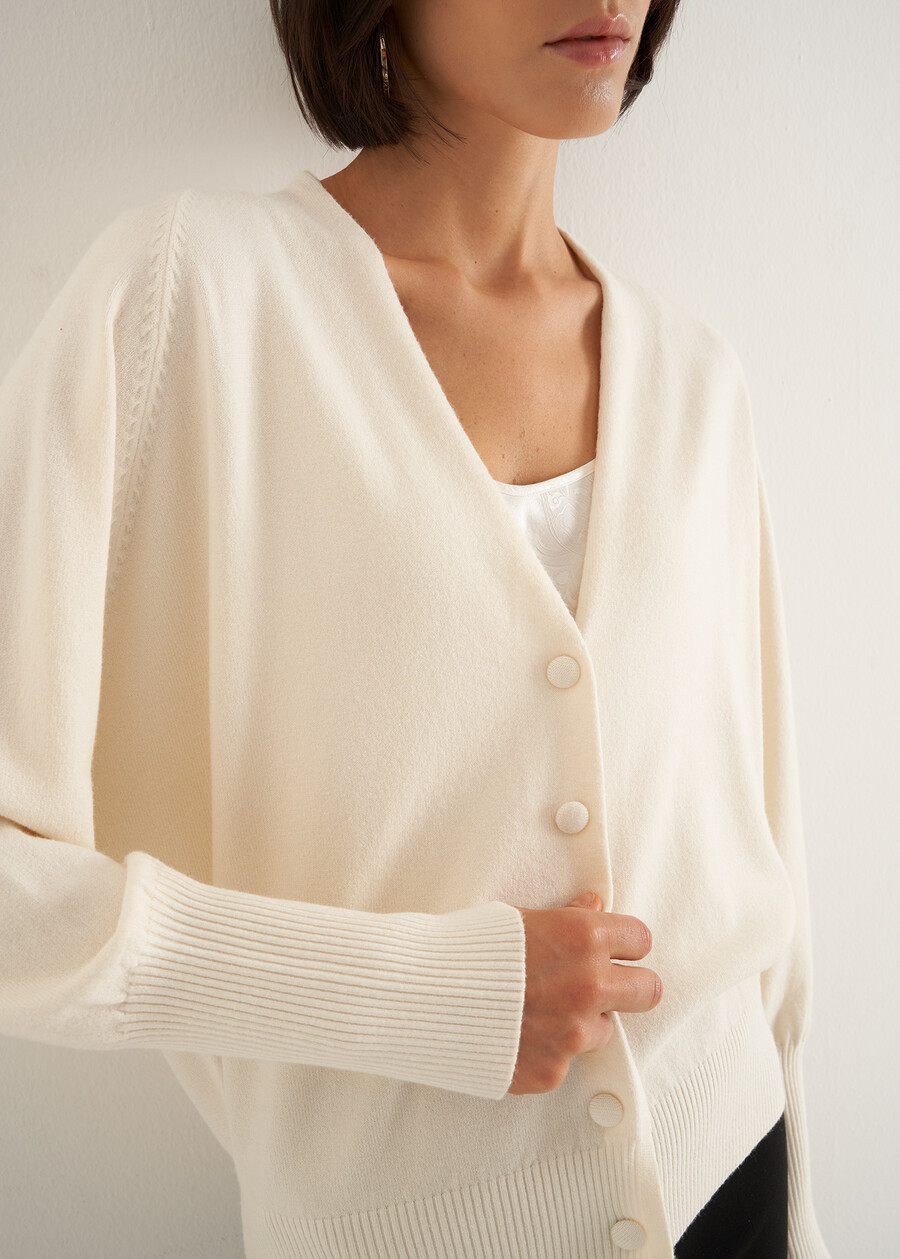 Clarence V-neck cardigan ROSSOBEIGE LATTE Woman , image number 2
