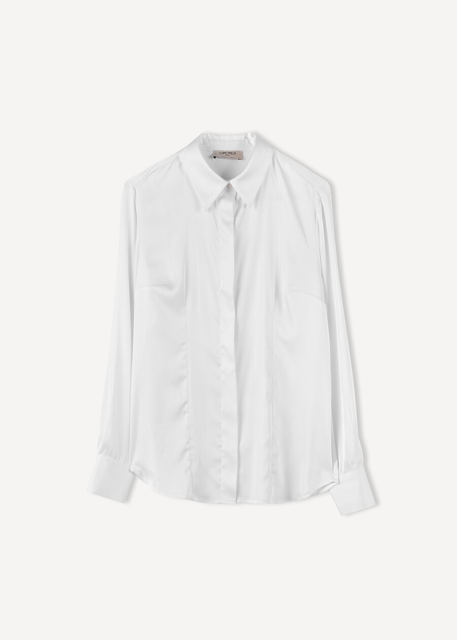 Camicia Alessia-F in satin BIANCO WHITE Donna , immagine n. 5