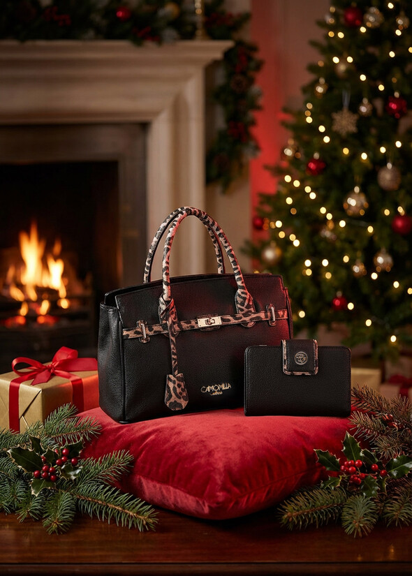 Gift Idea – Deer-Print Tote Bag e Leopard-Detail W NERO BLACK Woman null