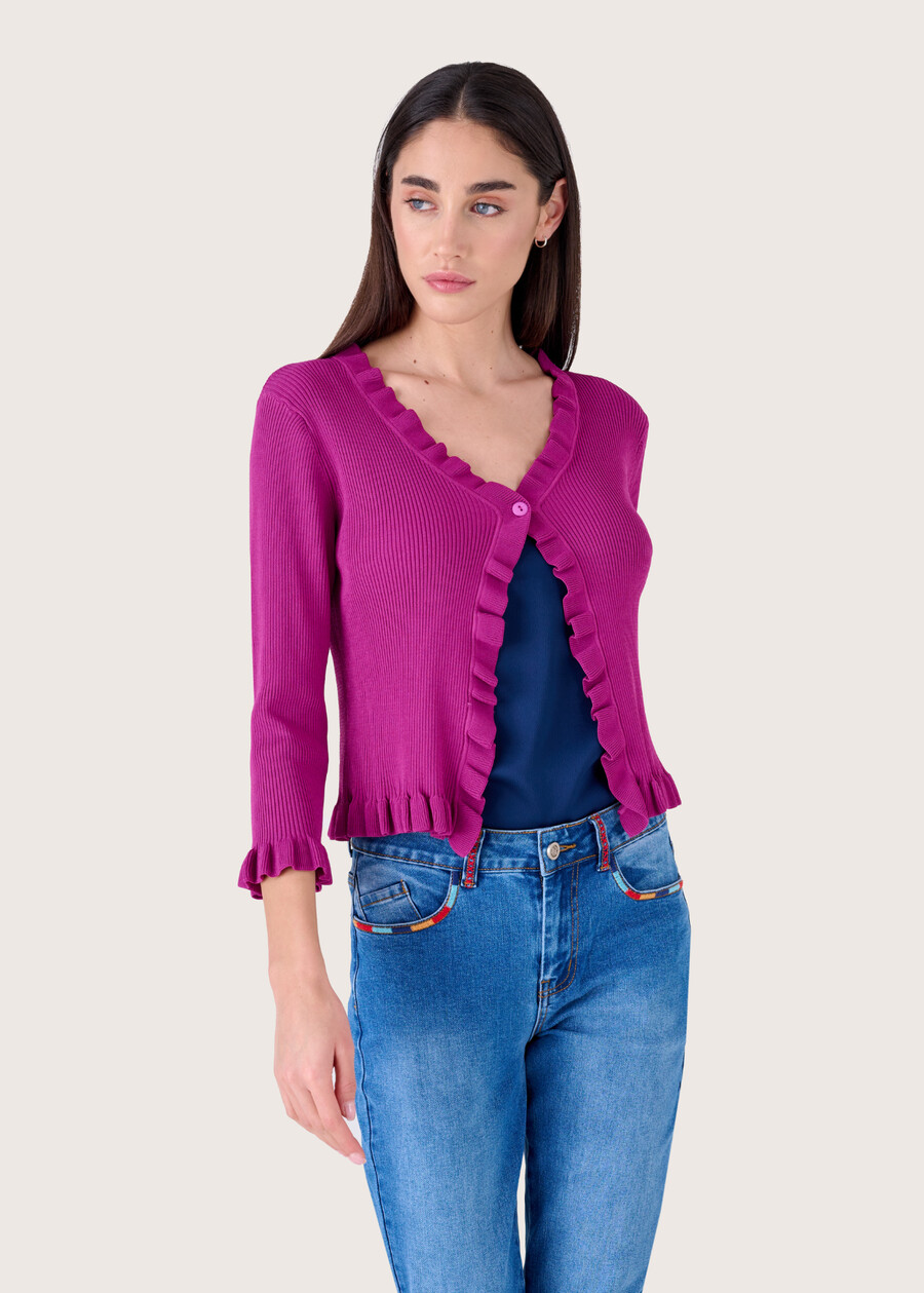 Cardigan Margot con rouches VIOLA GRAPE Donna , immagine n. 1
