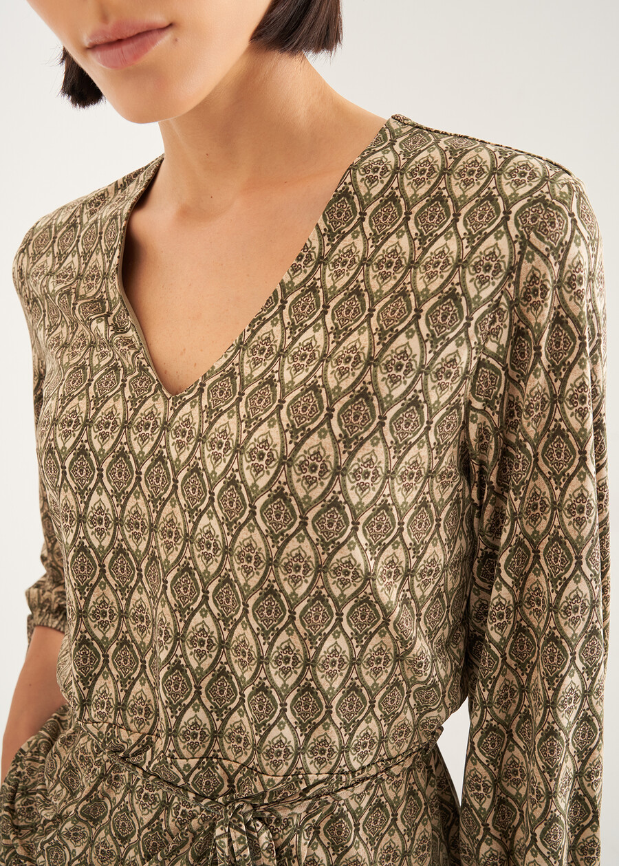 Saffie printed T-shirt with waist belt VERDE ALGA Woman , image number 2