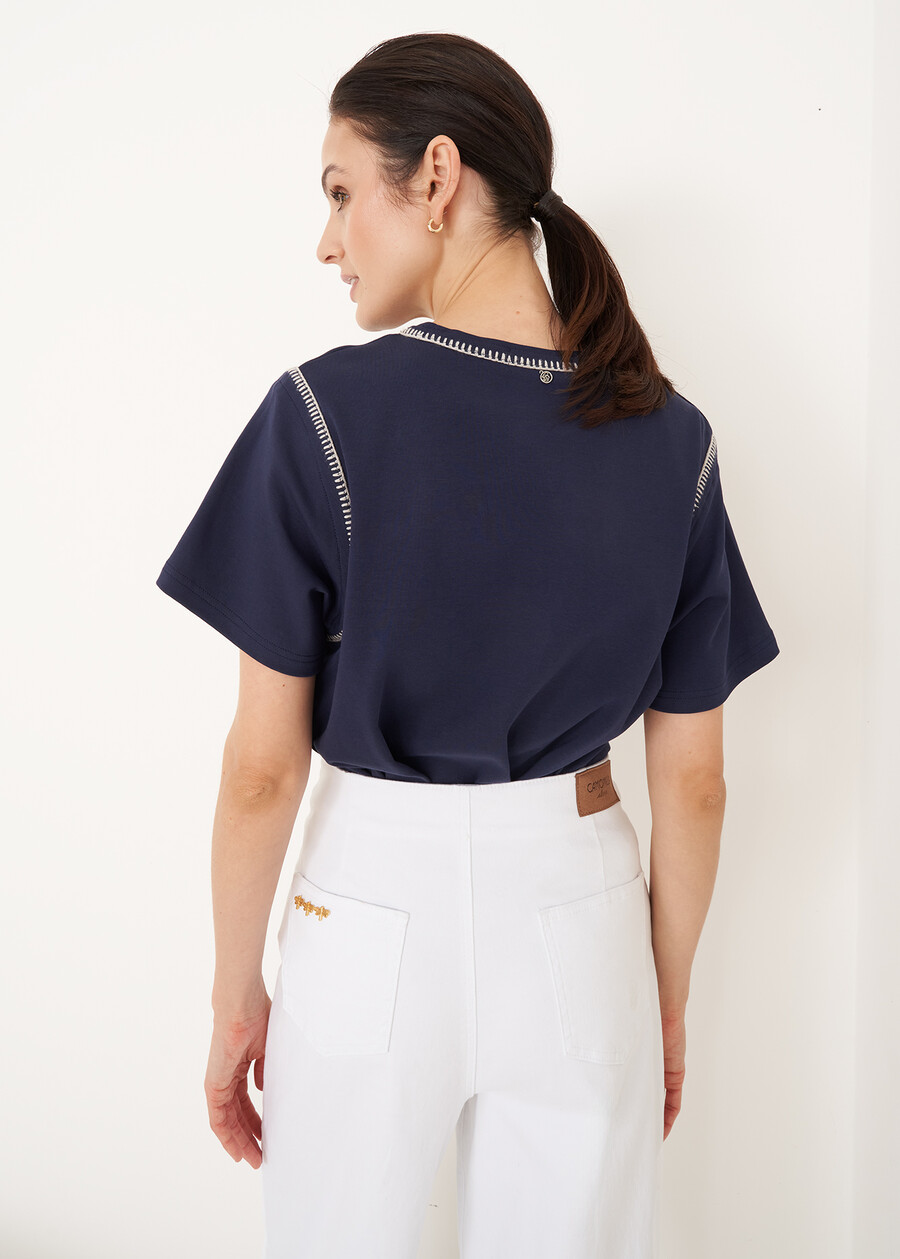 T-shirt Stuzy Ricamo a Mano BLUBIANCO WHITE Donna , immagine n. 3