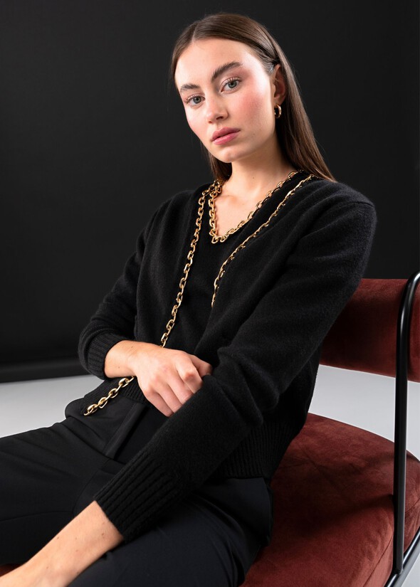 Cardigan Crimea con catena NERO BLACK Donna null